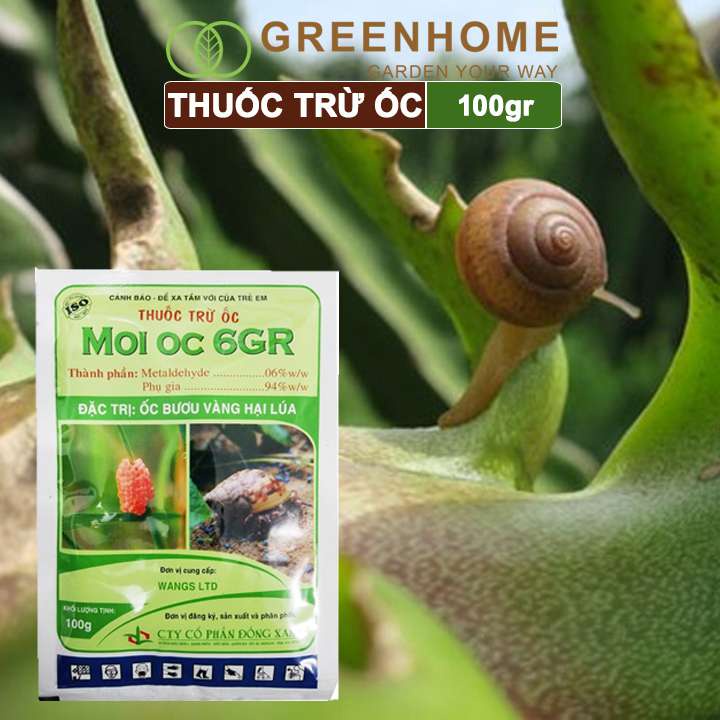 Thuốc trừ ốc Moi ốc, bao 100gr, trừ ốc sên và các loại ốc, bảo vệ cây trồng |Greenhome