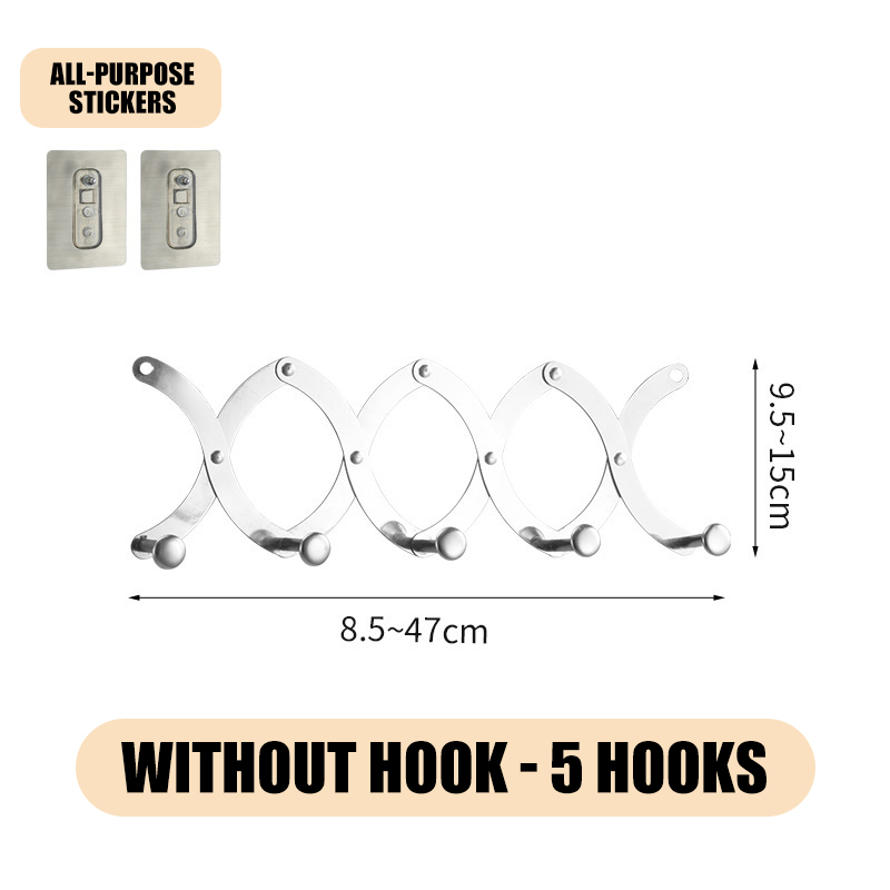 Door Hanger Hooks Retractable Clothes Hook Bedroom Adjustable Stainless Steel Hook Wall Hook No Drill Anti Scratch Rust Free Bathroom Invisible Over Door