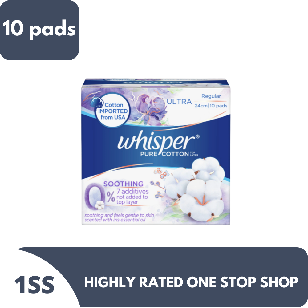 Whisper Pure Cotton Soothing Regular, Iris Essential Oil 10 Pads Lazada PH