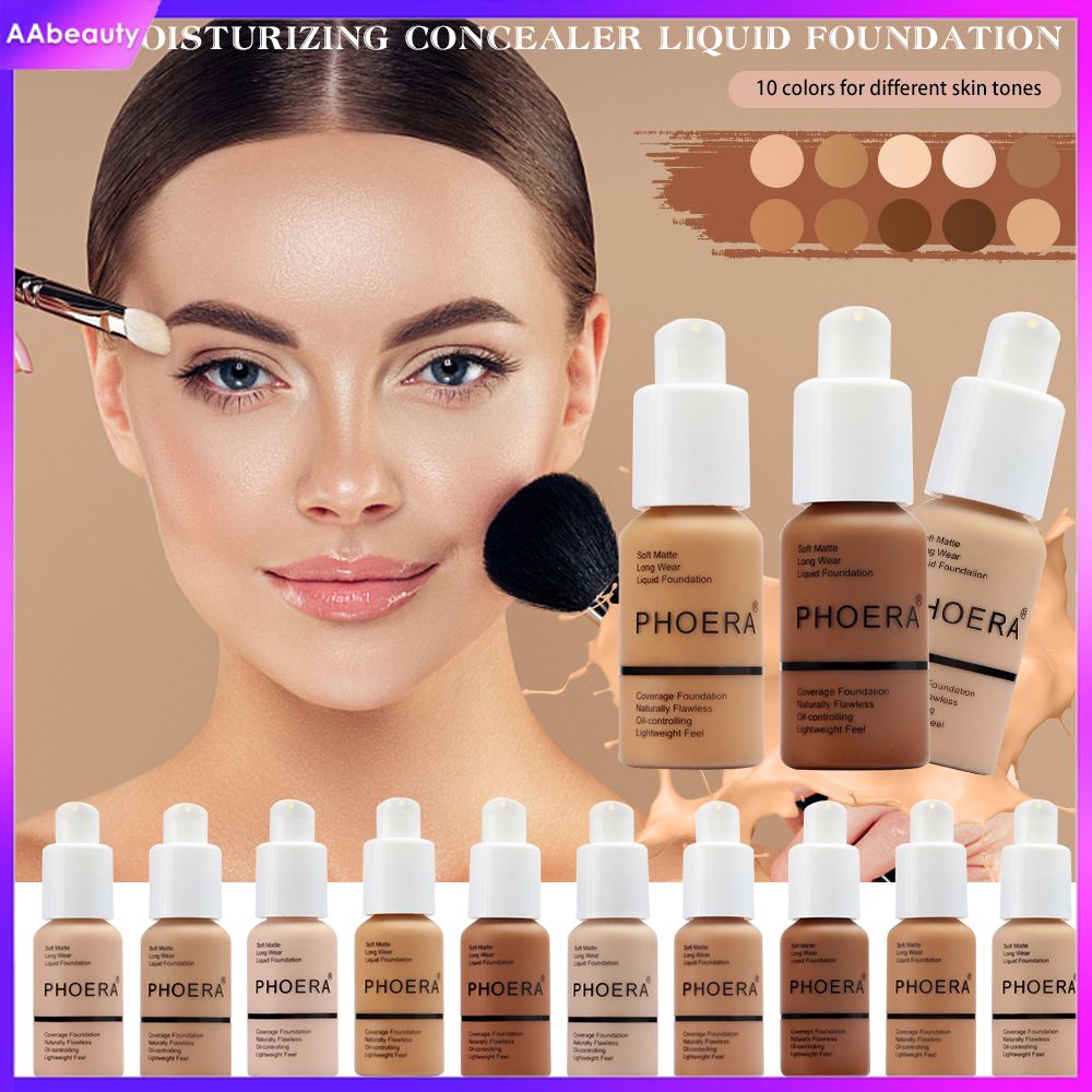 Aabeauty [100% Chính hãng] phoera Foundation Matte không thấm nước Kem che khuyết điểm kem nền dạng lỏng làm sáng Kem dưỡng ẩm