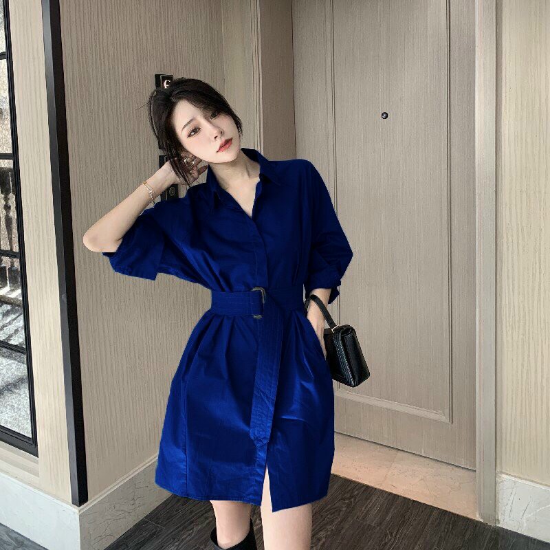 ĐẦM SƠ MI SUÔNG RỘNG CỘT EO