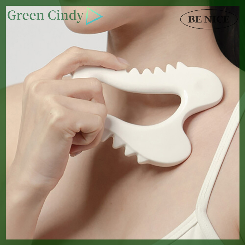 [Green Cindy] Gua Sha Ceramic Rectangle Shape Facial Body Massage Board Tool Portable