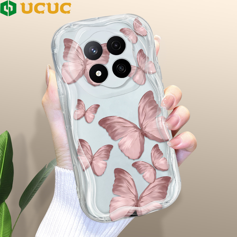 UCUC for Redmi Note 14 Note 14 Pro Note 14 Pro Plus 5G Xiaomi Poco X7 5G Back Cover Colorful Butterfly Cream Texture Wavy Edge Soft Silicone Phone Case. 