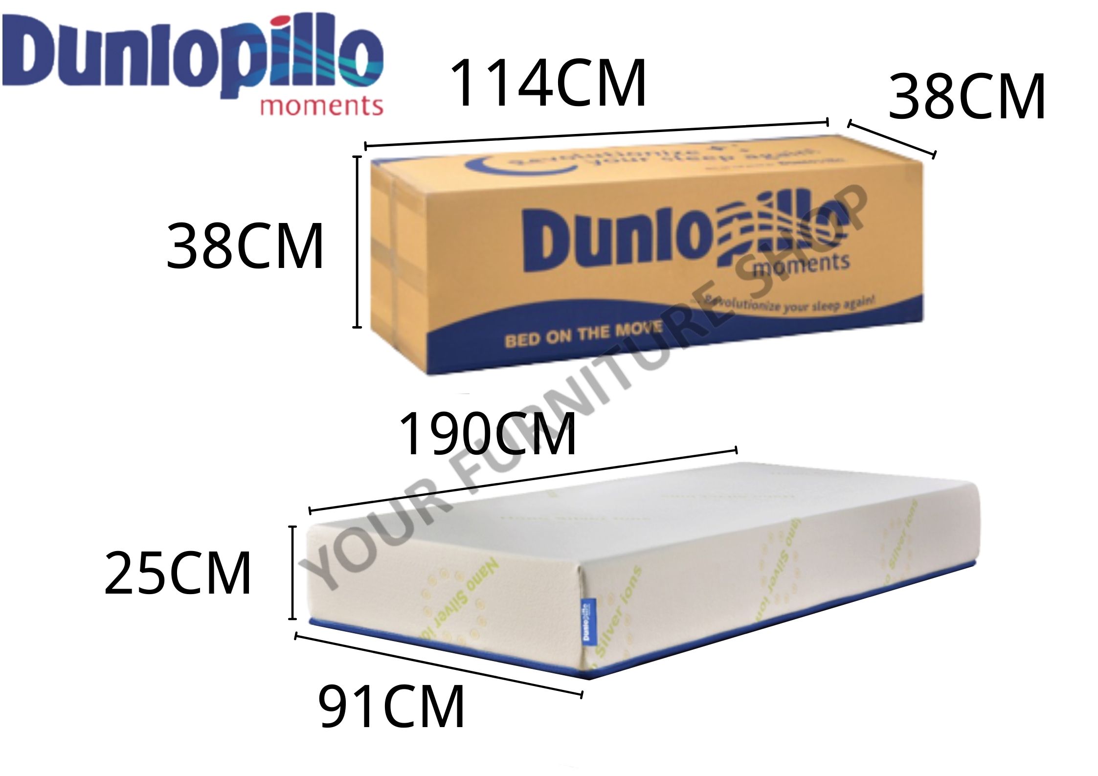 Dunlopillo Astoria Compressed Roll Mattress Queen and Single/ Tilam