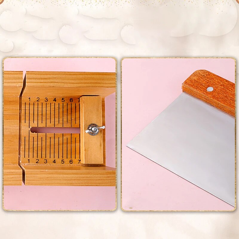 Handmade Diy Soap Cutting Tool, Rubber Wood Adjustable Soap Cutting Device, Simple Soap Making Fixed Support Supplies