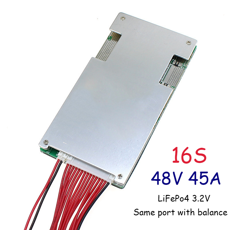 16S 48V Lithium Iron Phosphate 3.2V LiFePo4 Battery Protection Board with Balance for Electric Vehicle Tricycle Motorcycle Protection Board BMS