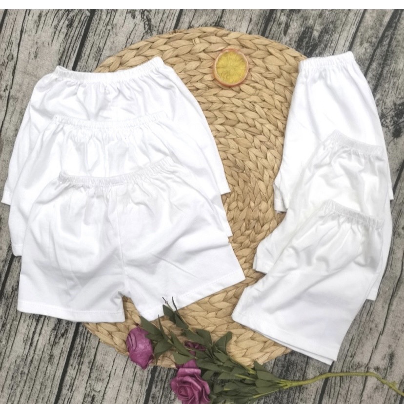 Set 5 Quần ngắn trắng cho bé sơ sinh Bossini