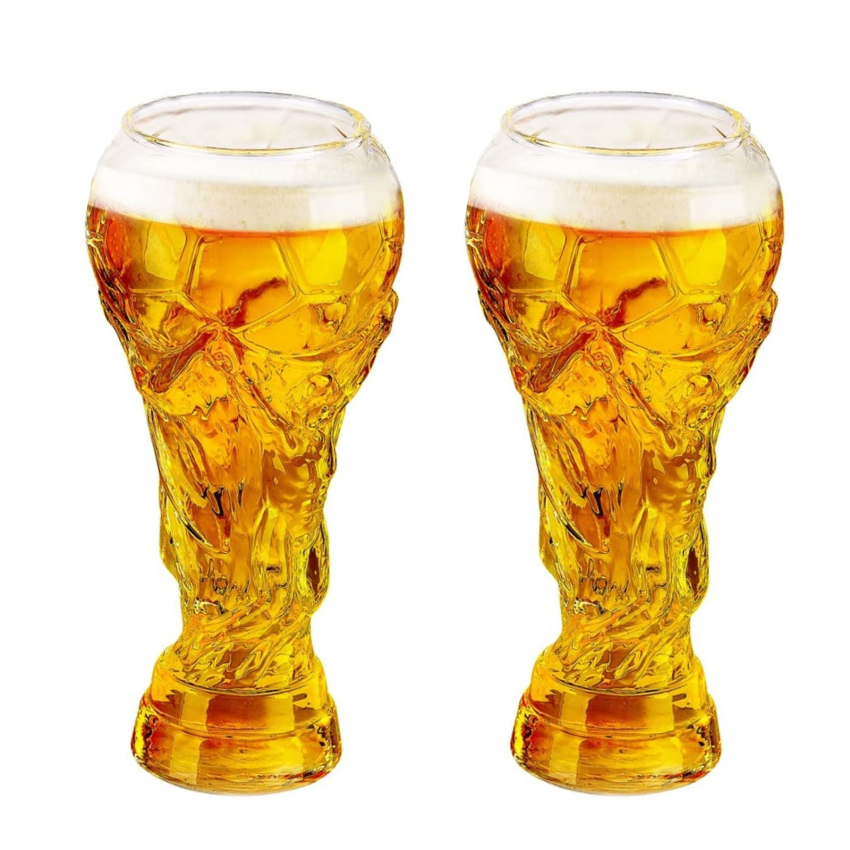 World Cup Beer Glass Football Trophy Shape Beer Glasses Set Of 2, 15.6 Oz Creative Hercules Beer Mug Beer Glasses For Party Bar Supplies And Football Lovers