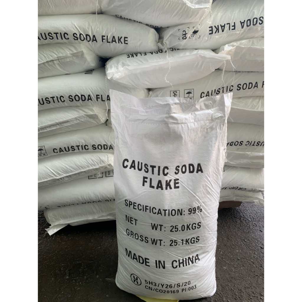 (Bao 25kg - 17 k/kg) caustic soda Flake Price (1kg)