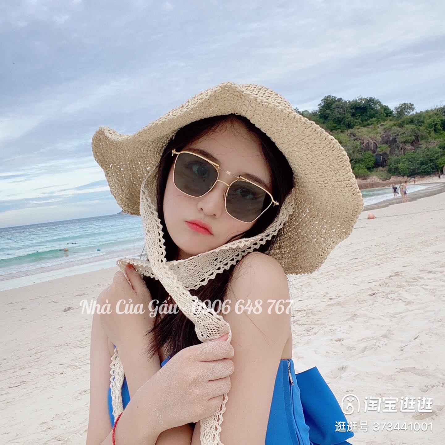 Nón cói ren cột nơ đi chơi siêu xinh