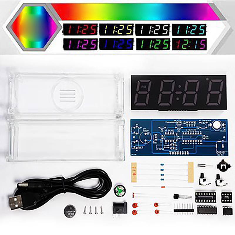 Tanhaigang32441 1 cái tự làm đồng hồ Kit digitaltube nhiệt độ báo động tuần hiển thị 51 MCU DS1302 DIY điện tử Kit Hàn subjest lắp ráp