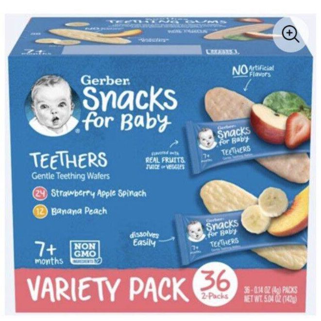 r(Date 20/10/2024 - Nhập Mỹ) Bánh gạo xốp ăn dặm Gerber Teethers cho bé từ 7 tháng