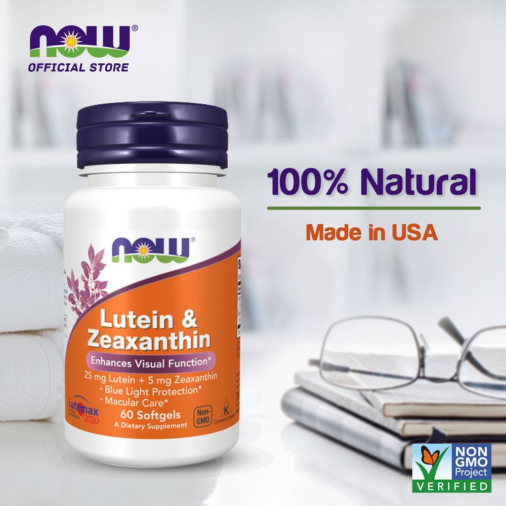 NOW FOODS Supplements, Lutein & Zeaxanthin with 25 mg Lutein and 5 mg