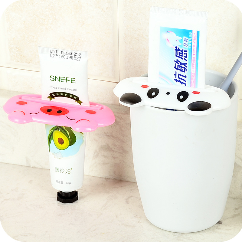 Kids Cartoon Cute Toothpaste Dispenser Tools Multipurpose Automatic Toothpaste Squeezer Tooth Paste Tube Squeezer Cosmetic Facial Cleanser Dispenser for Bathroom Supplies