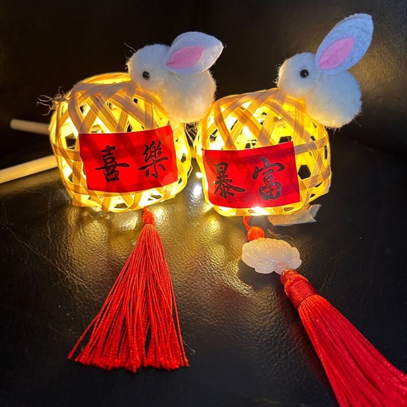 [HÀNG SẴN] Đèn lồng tre thỏ mini tết trung thu 2023 kèm đèn LED