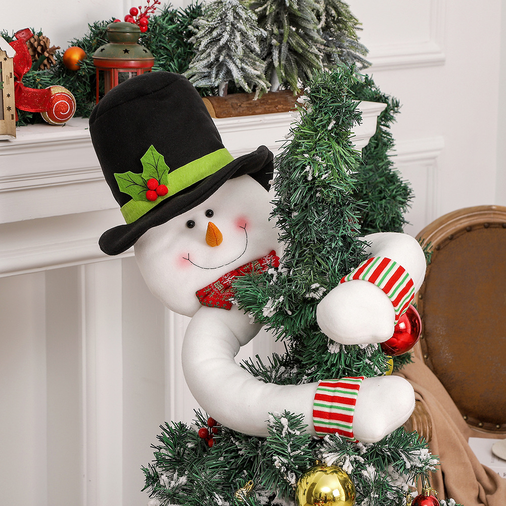 Christmas Decorations Tree Top Star Santa Claus Snowman Christmas Tree Hat Home Scene Layout Ornament