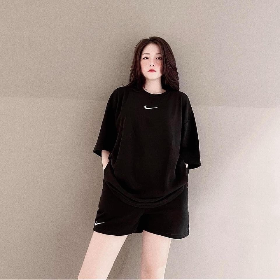 Sét bộ đùi thêu nikes Chất cottong su mịn đẹp Quần chạy rót thể thao,. Fom cực to thụng luôn.