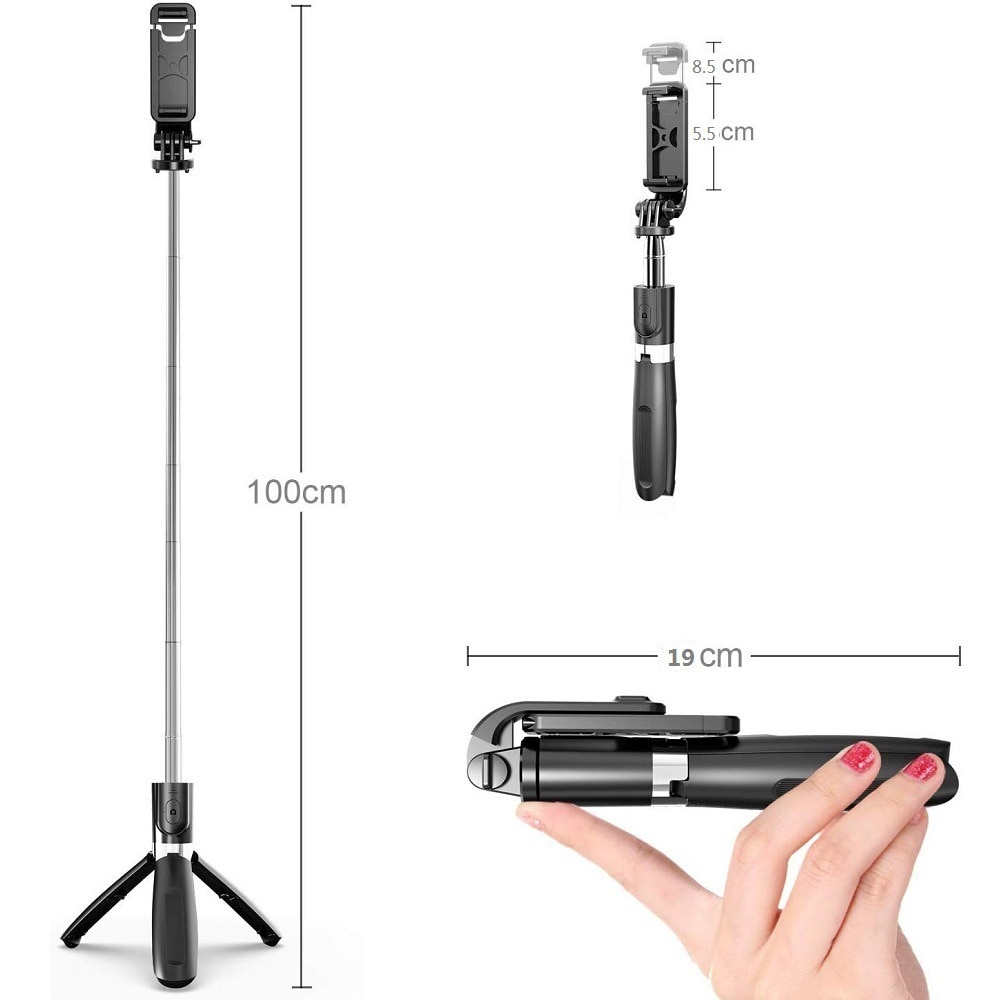 Zeallion Selfie Stick Có Thể Gập Lại chân máy mini ba chân Ảnh Live bluetooth không dây màn trập từ xa Cho điện thoại thông minh IOS Android