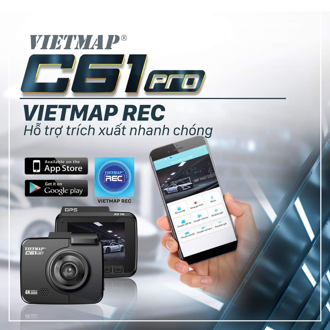 Cam hành trình Vietmap C61 Pro (Cảnh báo giao thông, độ nét 4K)