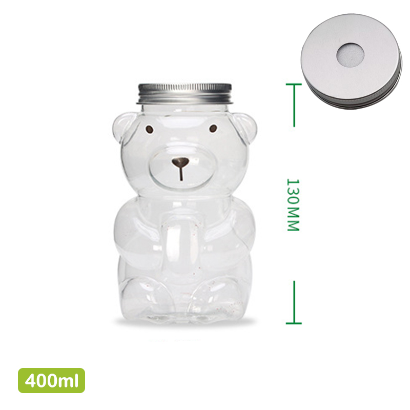 Buy 2 get 2% Disposable Drink Bottles Juice Bear Plastic Cup Cute Bear Juice Drink Milk Tea Beverage Storage Bottles With Lid Sealed Bottle