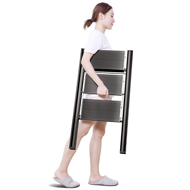 Household multi-functional folding ladder thickened aluminum alloy herringbone ladder trellis three-step staircase portable small stepladder stool