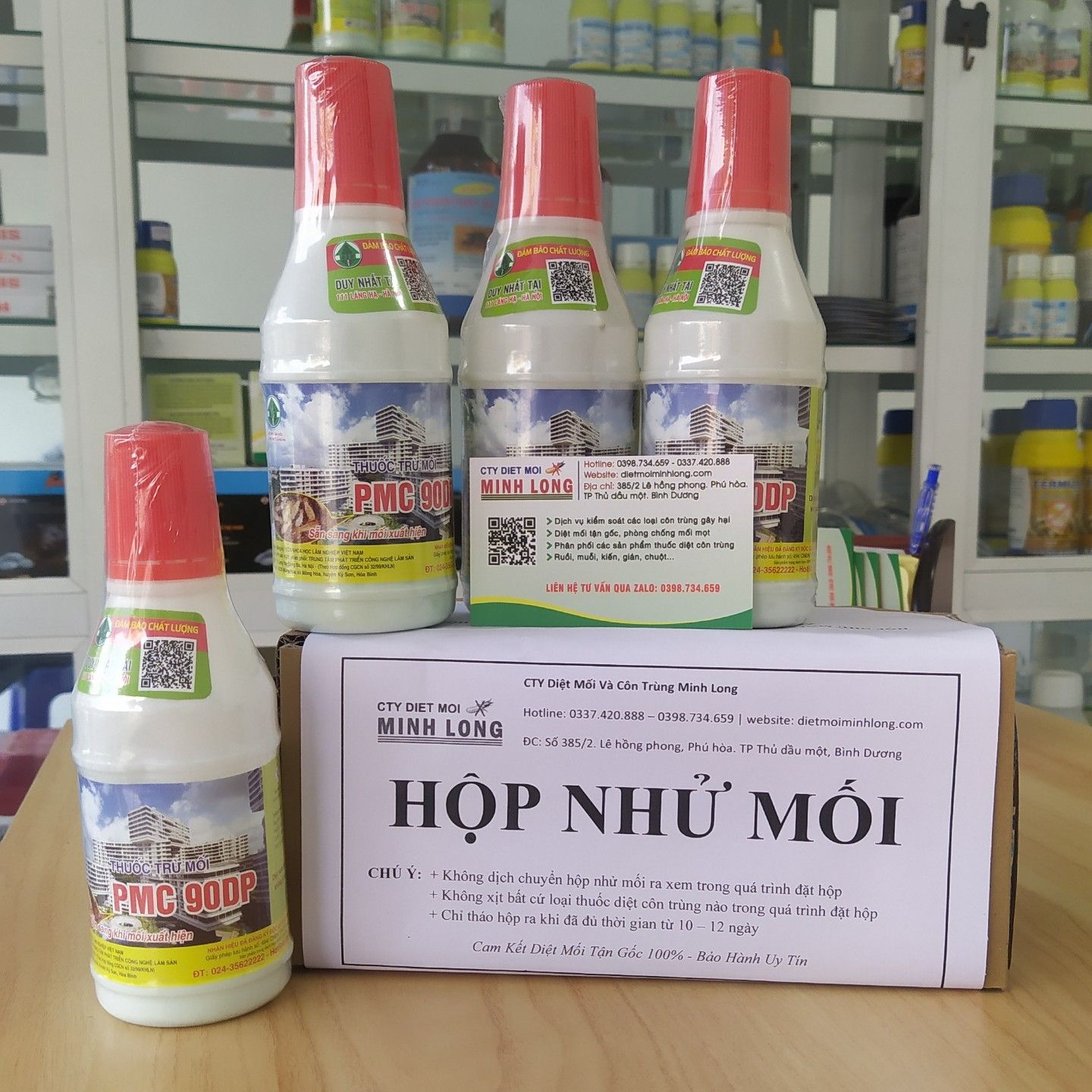 1 lọ thuốc diệt mối tận gốc pmc 90dp + 2 hộp nhử mối không mùi hôi