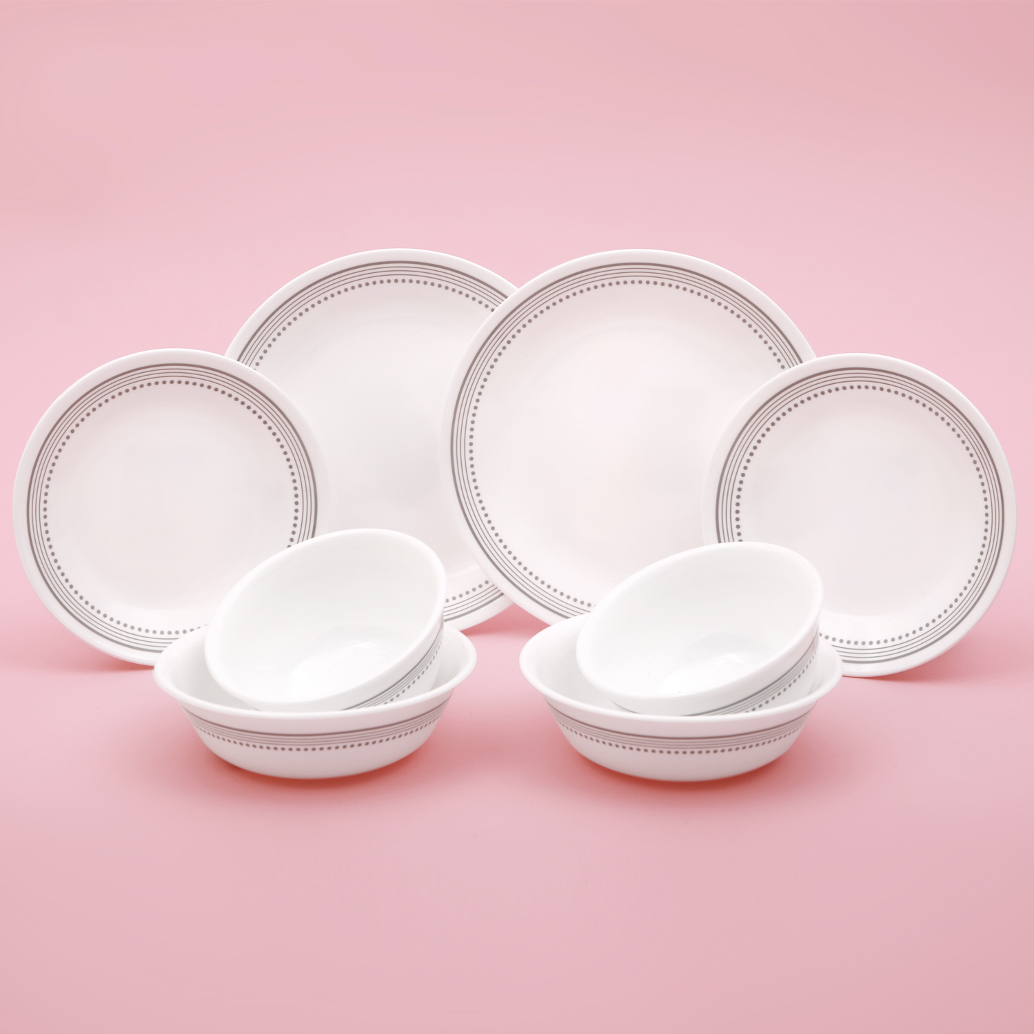 Corelle MYSTIC Gray Ceramic Bowl Plate 8p Dinnerware Dishwasher Oven