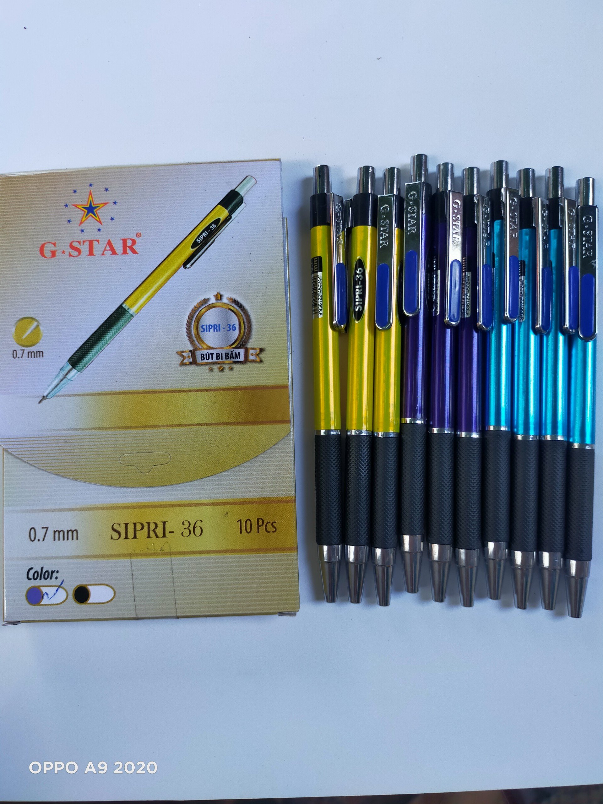 Vĩ 10 cây bút bi ấn độ sipri-36 mực xanh hiệu gstar dùng ký tên, văn phòng, trường học....