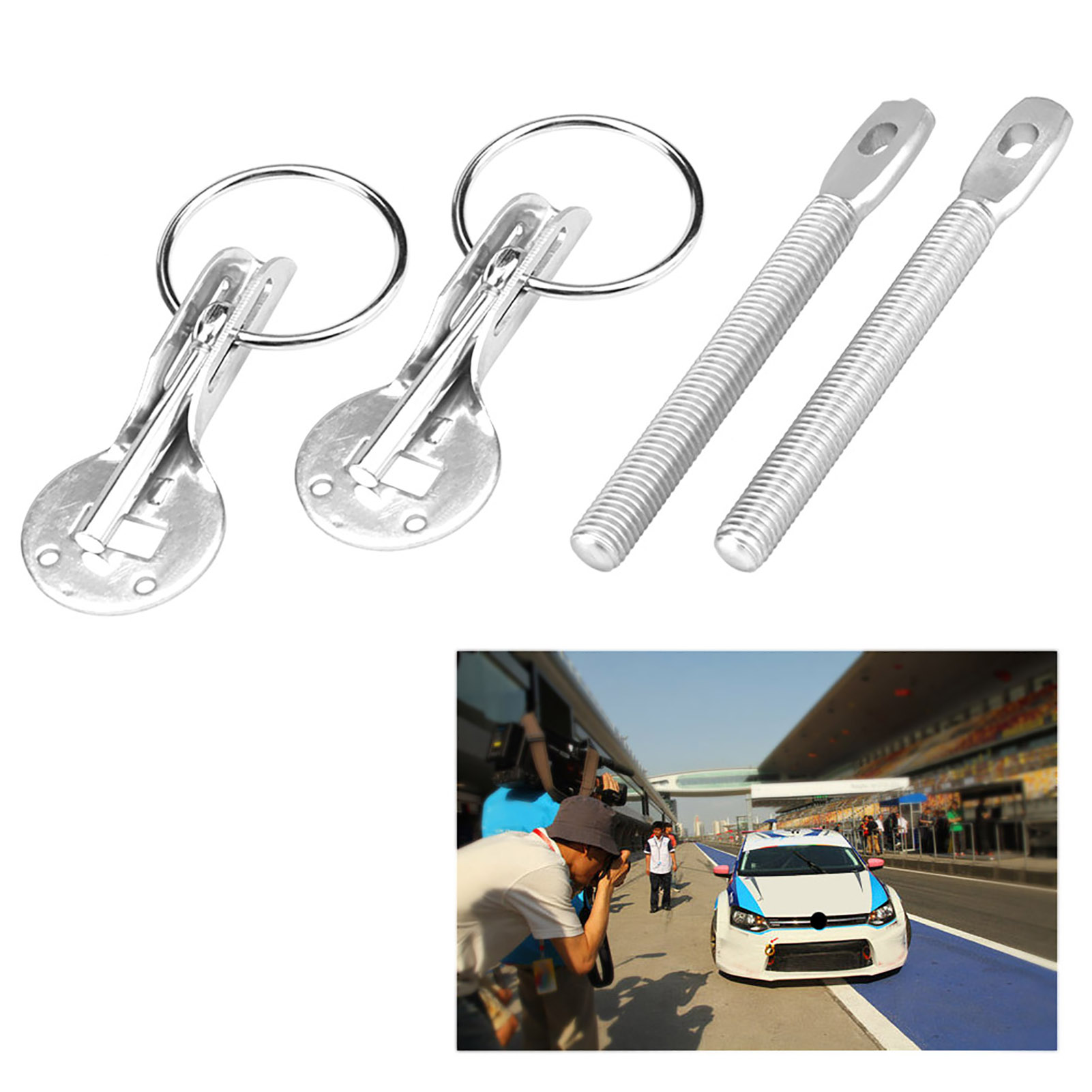 Universal Car Bonnet Pins Hood Lock Latch Kit Hood Safety Pins for Racing  Sport Car(Black)