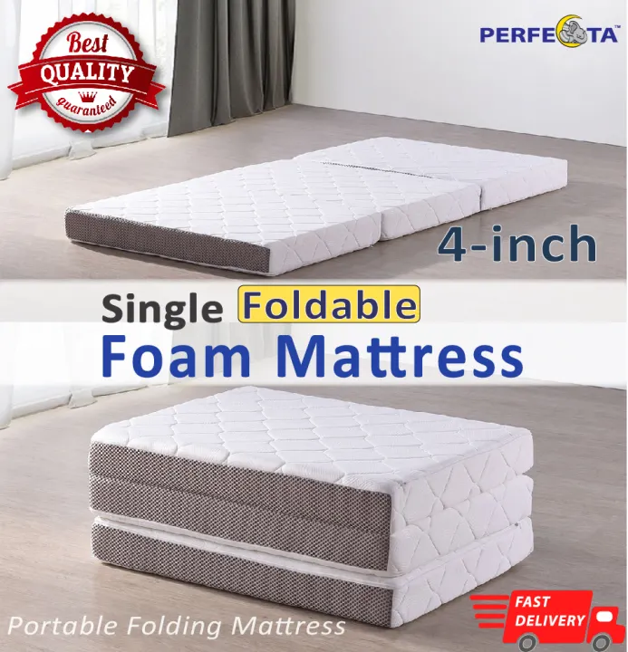 Bulky Single Foldable Foam Mattress 10cm Thickness Removable Cover Knitted Fabric Fast Delivery Lazada Singapore Bulky Single Foldable Foam Mattress