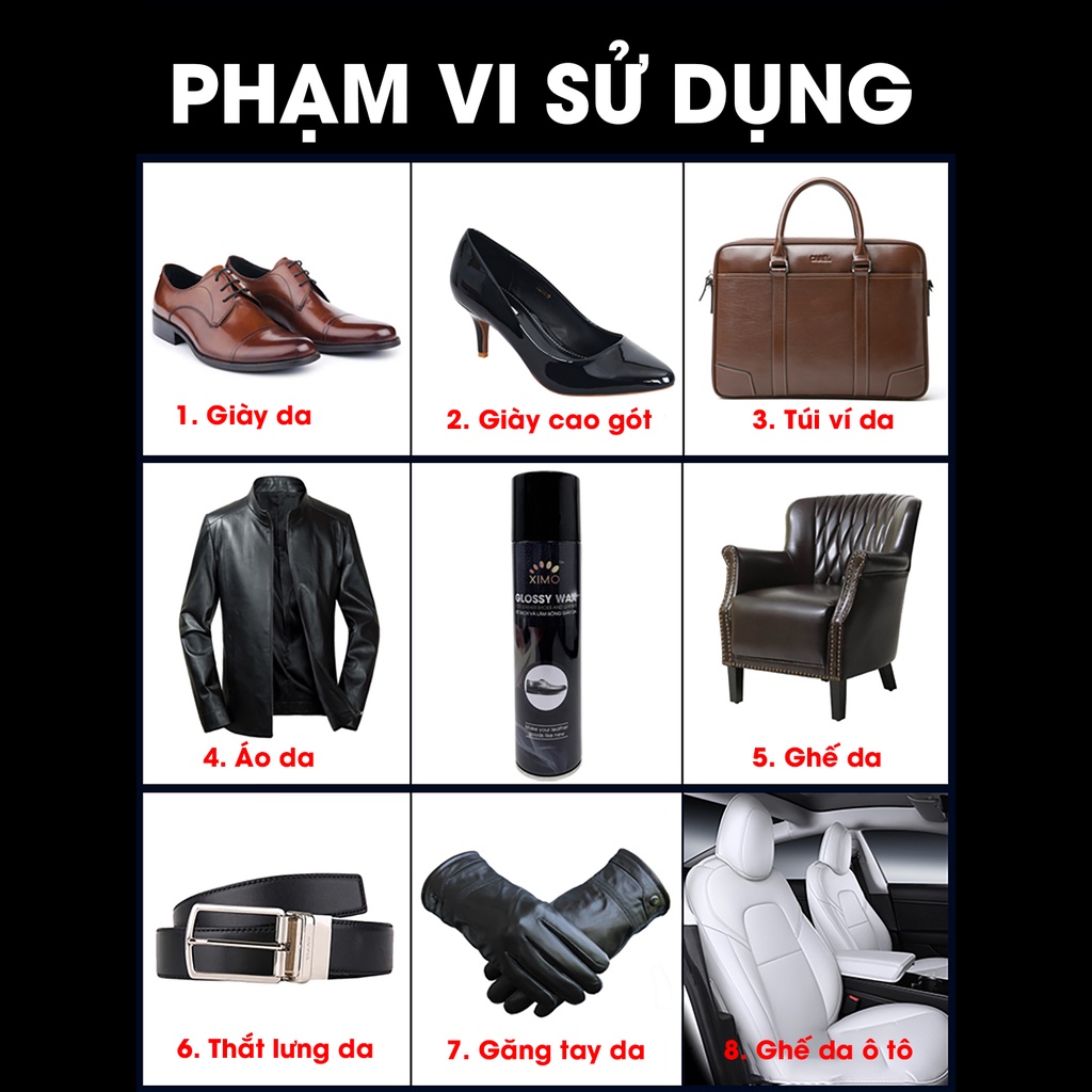 Chai xịt làm sạch và bóng giày da chống mốc ximo 300ml