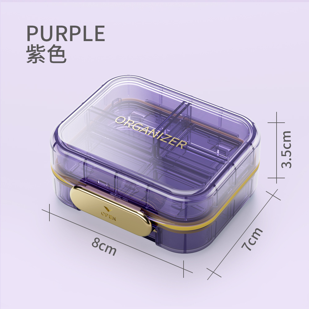 HKStorage Portable small medicine box for one week, packaged medicine box for portable storage, mini medicine pill box, sealed medicine box
