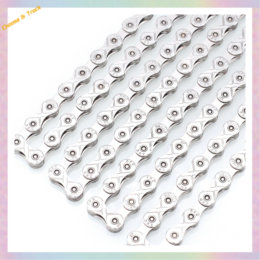 【Shop with Confidence】 HOT 2023 Style Stainless Steel 6/ 7/ 8 /9 /10 /11/12 Speed Mountain Bike Chain Mountain Bike Fully Electroplated Silver Chain.