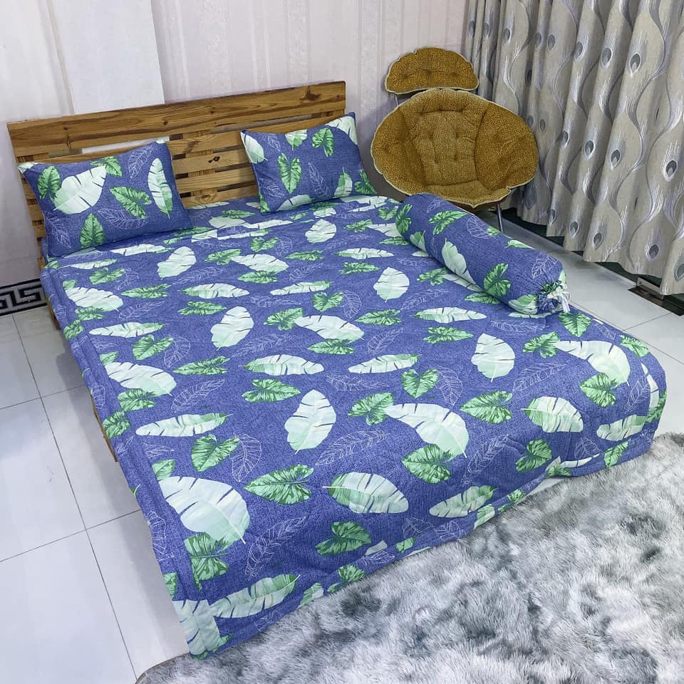 Bộ drap thun hàn quốc 4 món mẫu lá