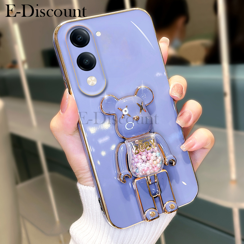 New Phone case Vivo Y04 / Y04S Back cover Soft Electroplated Quicksand Hourglass Pellet KWAS Bear silicone shockproof Protector Smooth for Vivo Y04S / Y04 case