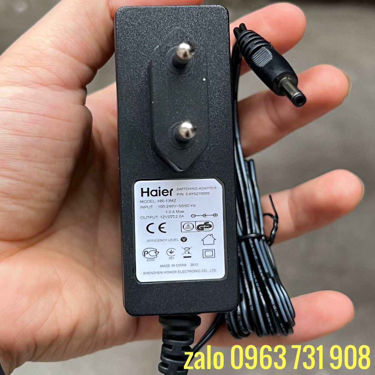 Sạc laptop Haier 12v 2A bảo hành 12 tháng