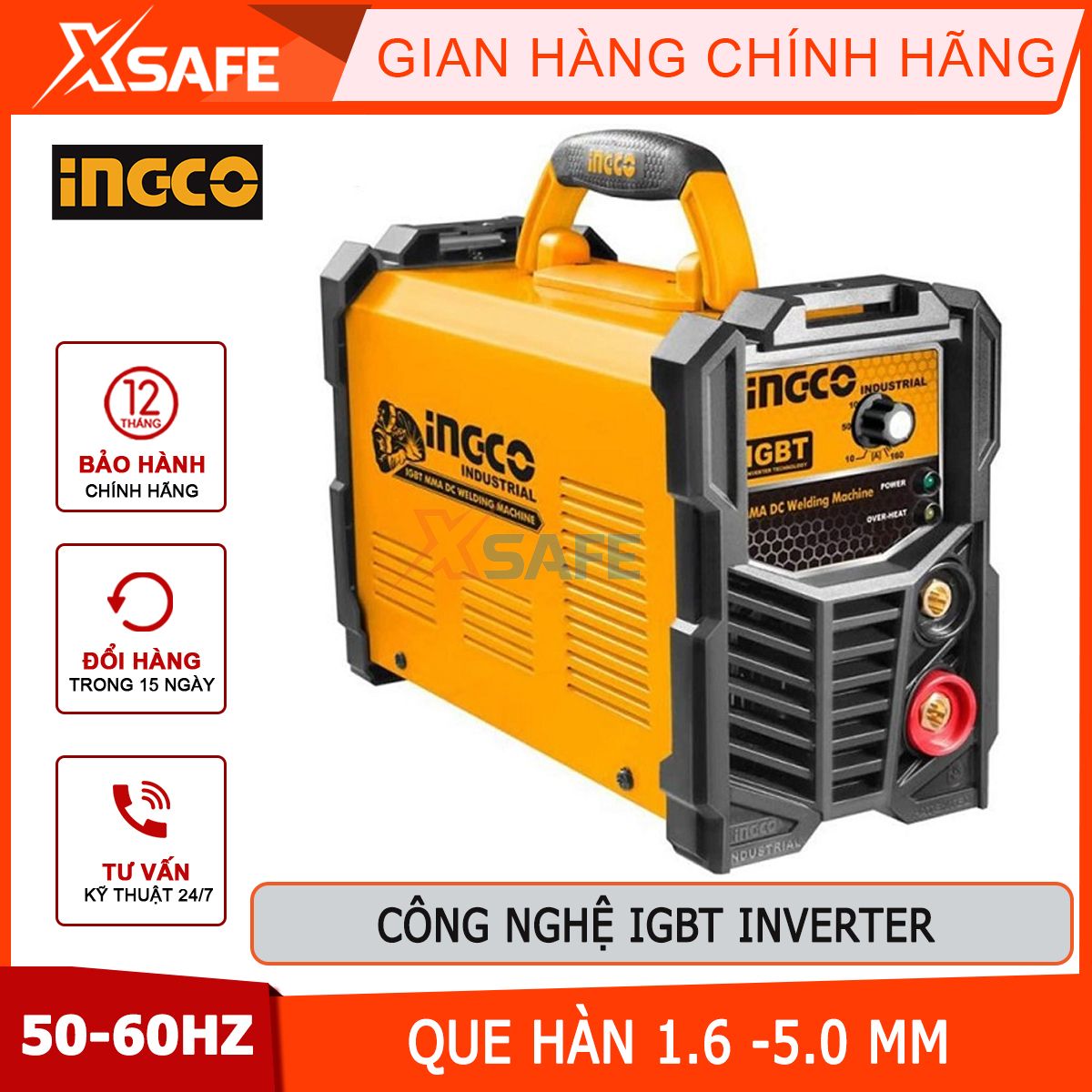 Electronic welding machine inverter ingco ing-mma2006 stick welding machine IGBT inverter, power 6.3kva, voltage 220 - 240V/50Hz - 60Hz, have higher load capacity, welding material fast