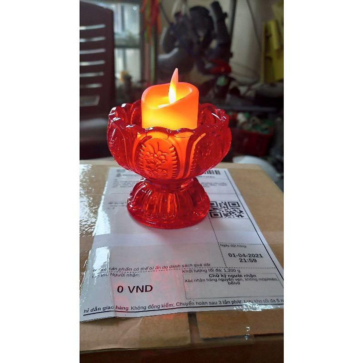 ĐÈN THỜ CỐC NẾN THỜ HOA SEN LED