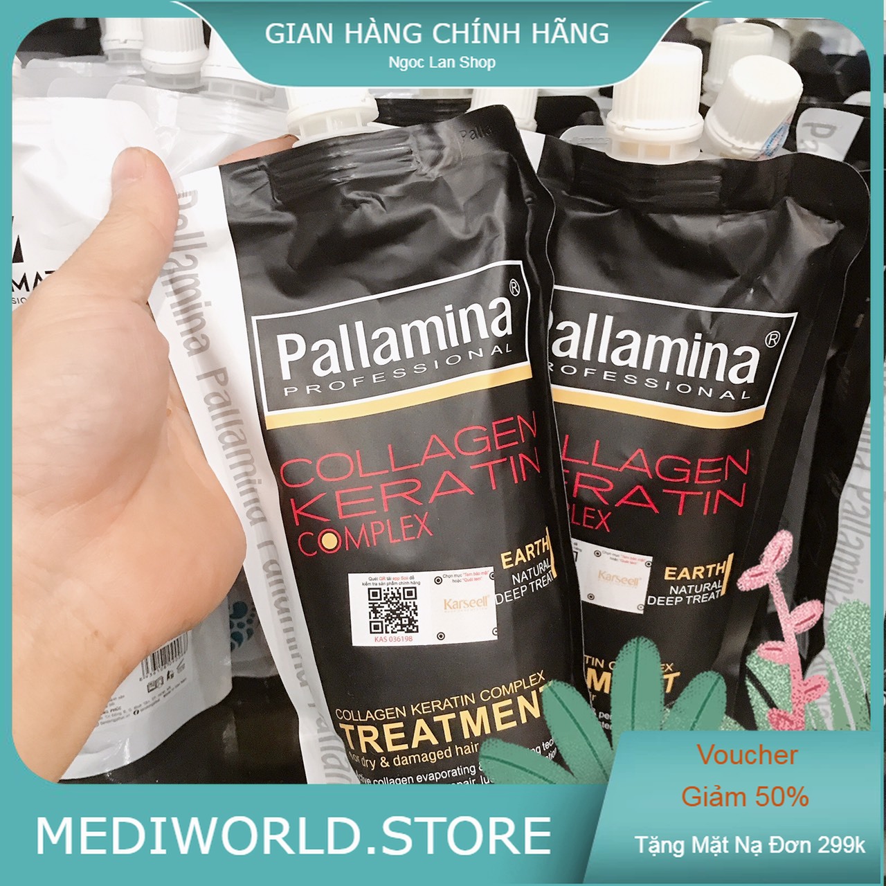 Kem Ủ Hấp Tóc Colagen Keratin Pallamina Phục Hồi Tóc Hư Tổn Chuyên Sâu 500Ml , dầu ủ tóc siêu mượt