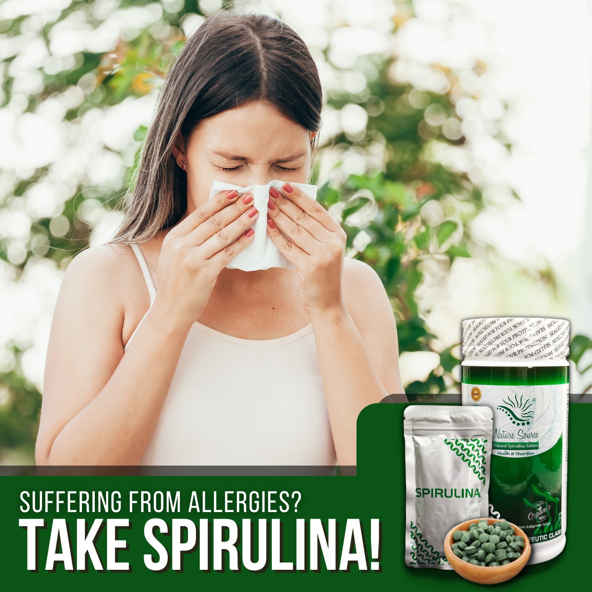 Authentic Nature Source Natural Spirulina Tablets Health and Nutrition