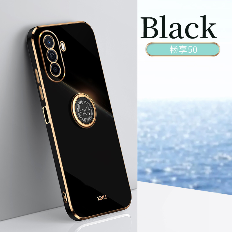 COD Plating Silicone Phone FOR Huawei Nova Y70 Pro Case Huawei Nova Y70 Deluxe Fall Protection with Metal Ring Holder