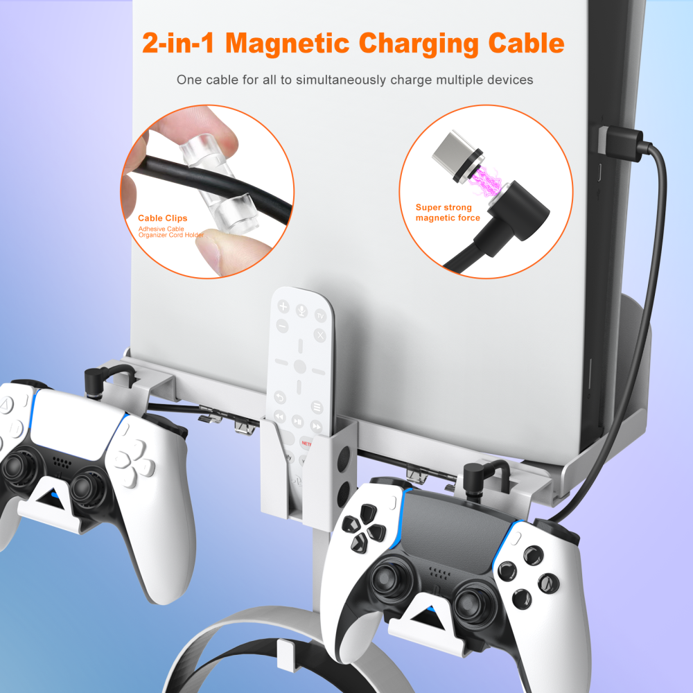 For PS5 Game Console Wall Bracket Wall Mount Storage Rack Stand for PS5 Game Handle and Earphone Bracket Anti-Slip Holder