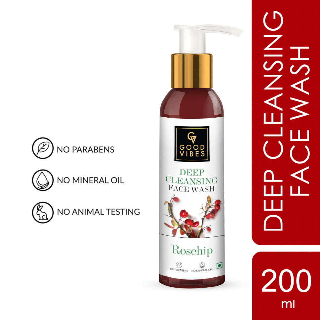 Good Vibes Rosehip Deep Cleansing Face Wash (200/120ml) Purify, Tone