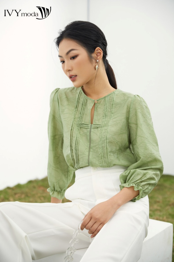Áo sơ mi vải lụa Tencel IVY moda MS 17T0124
