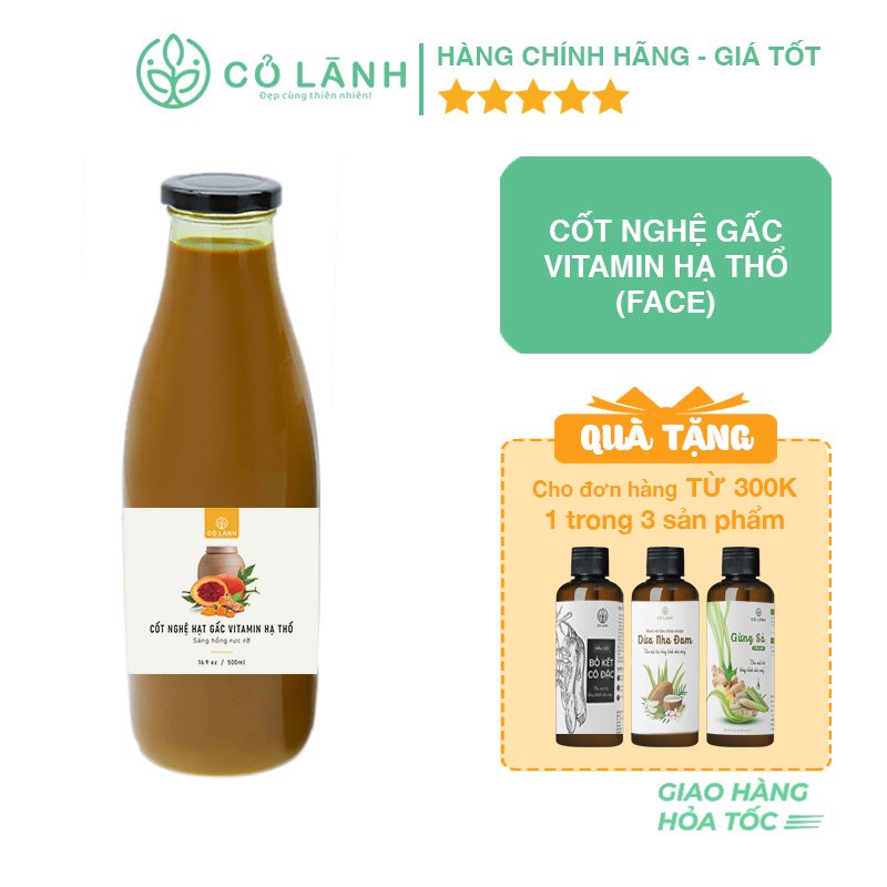 Nước cốt nghệ hạt gấc hạ thổ Cỏ Lành 1000ml/500ml - Dưỡng trắng da mặt , làm mờ thâm nám tàn nhang