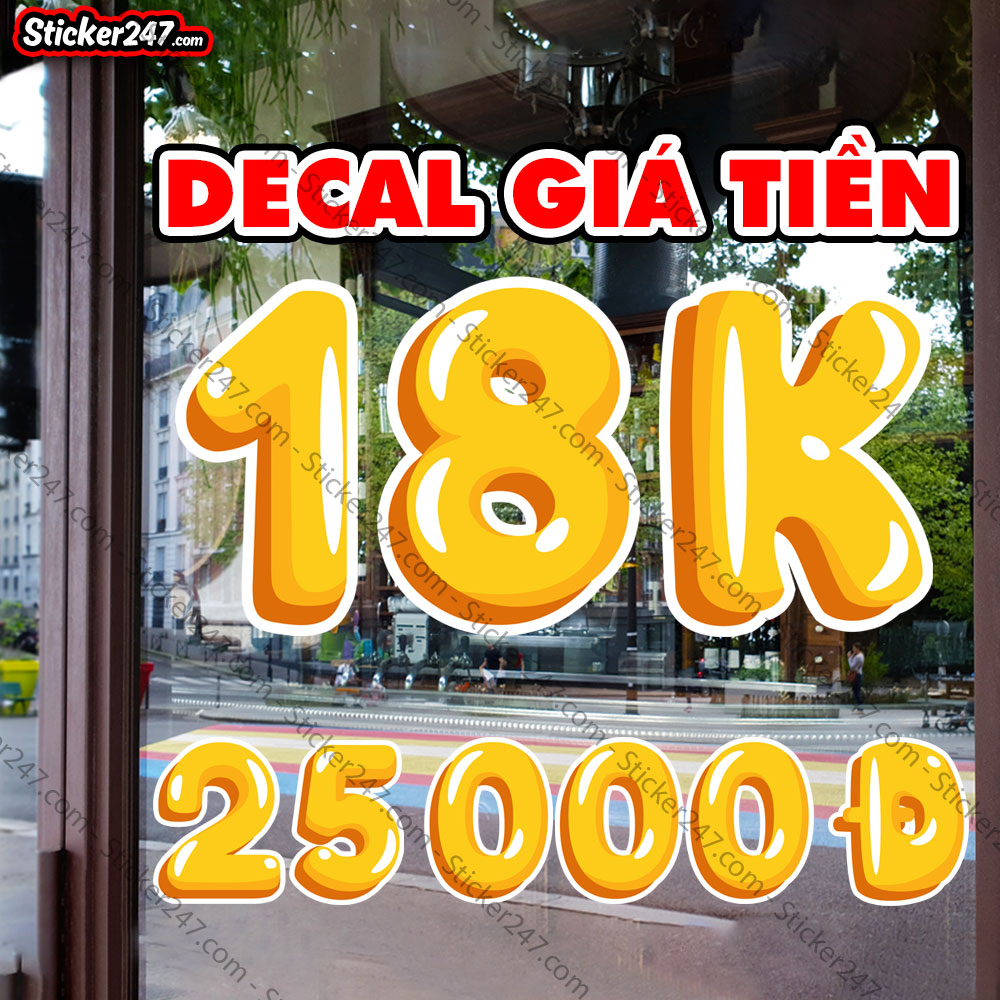 Sticker dán giá tiền - decal chống nước trang trí quán trà sữa, cafe, ăn vặt, barber, decal dán tường, kính