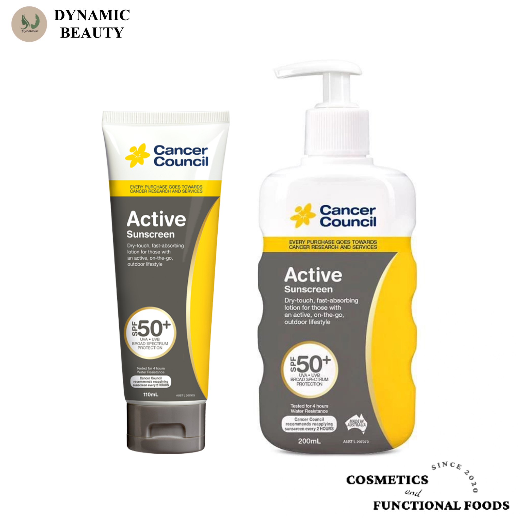 Kem chống nắng năng động Cancer council active sunscreen spf 50+ PA ++++