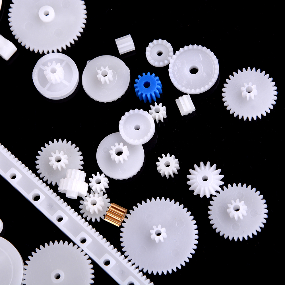 60 pcs Plastic Gear Set DIY Rack Pulley Belt Worm Single Double Gears. 