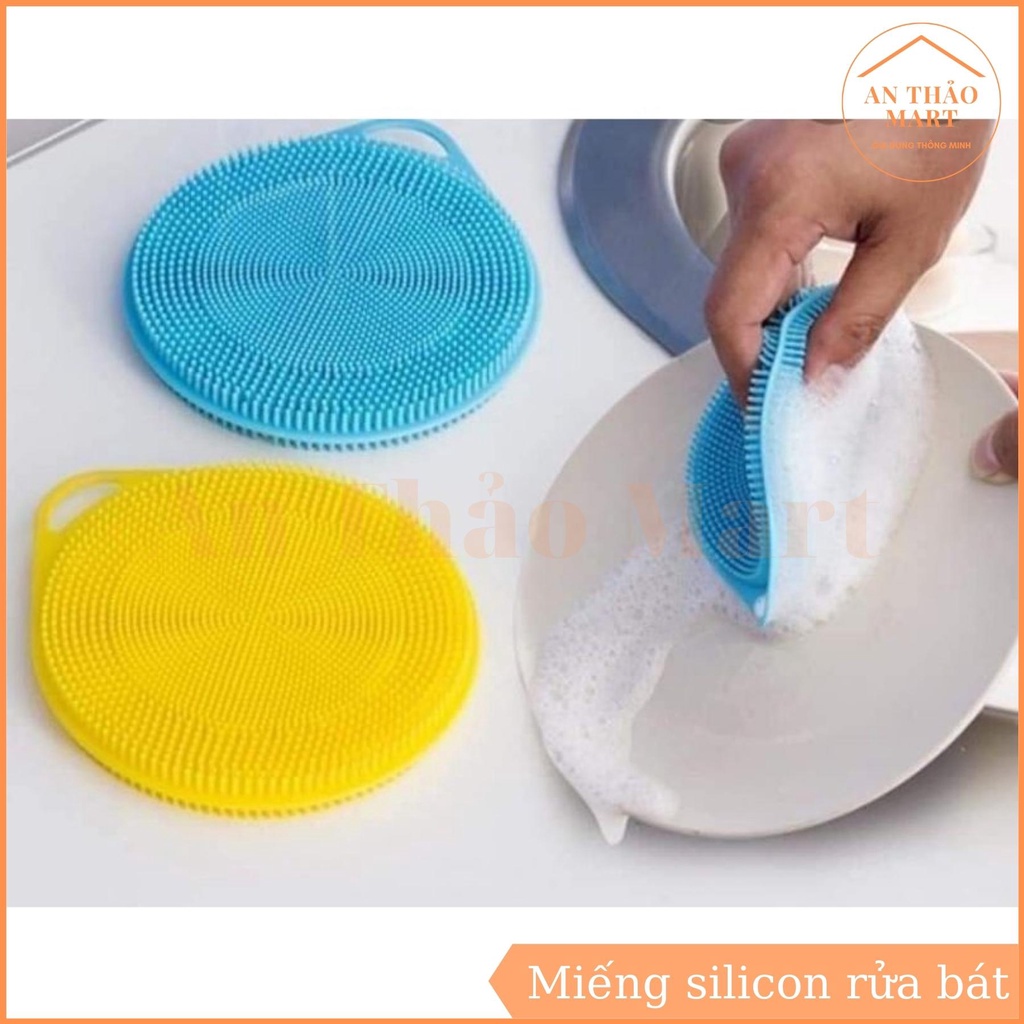 Miếng Rửa Chén / Miếng Silicon Rửa Bát Có Móc Treo Tiện Dụng