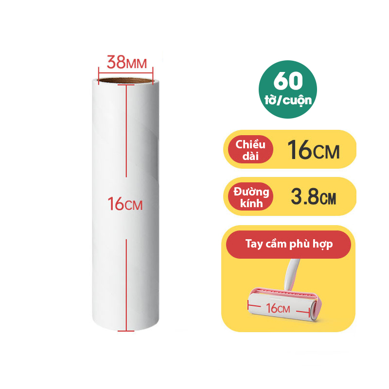 Bộ 3 lõi cây lăn bụi dự phòng 60 tơ` - lõi lăn bụi 10cm, 16cm - lõi lăn bụi
